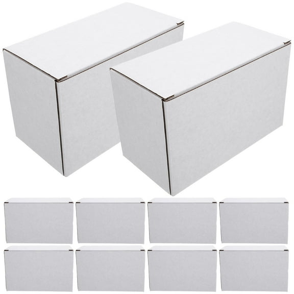 MOKKHNB 10Pcs White Multi-Function Corrugated Boxes for Small Business, Packing, Shipping, and Storage