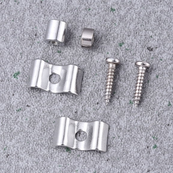 MOKKHNB 10Sets Plated Silver Guitar String Heads Knobs Metal Buckles with Screws Easy Install