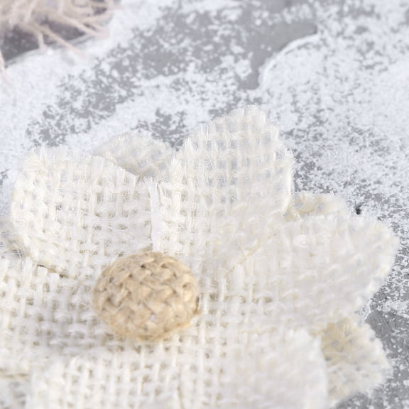 MOKKHNB 10pcs Small Rustic Jute Burlap Flowers White Natural Decorations for Party and Home