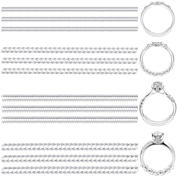 MOKKHNB 12Pcs Silicone Ring Adjuster Clear Plastic Ring Guards for Protection