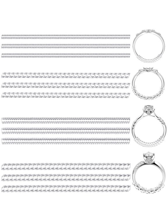 12Pcs Silicone Ring Adjuster Clear Plastic Ring Guards for Protection