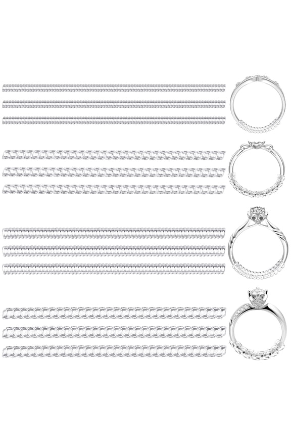 12Pcs Silicone Ring Adjuster Clear Plastic Ring Guards for Protection