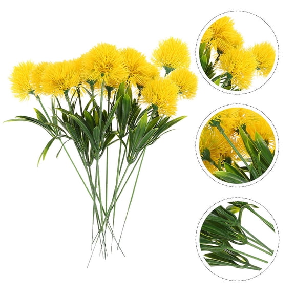MOKKHNB 15Pcs Artificial Yellow Dandelion Flowers for Home Decor Plastic Faux Flowers for Elegant Table Setting