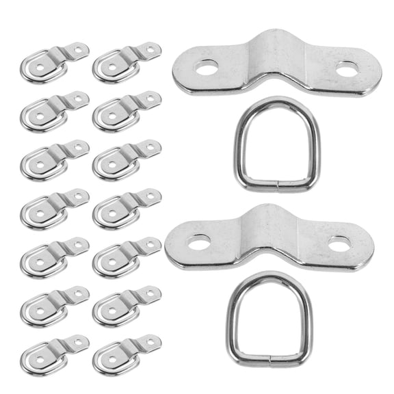 MOKKHNB 16Pcs Universal Plated Silver Tie Down Brackets with D Rings for Secure Truck Bed Lashing