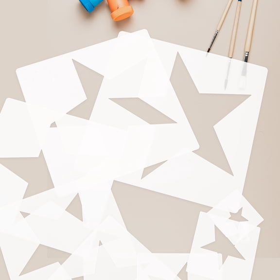 MOKKHNB 16Pcs Large Star Stencil White Painting Supplies with Rounded Edges for Artists