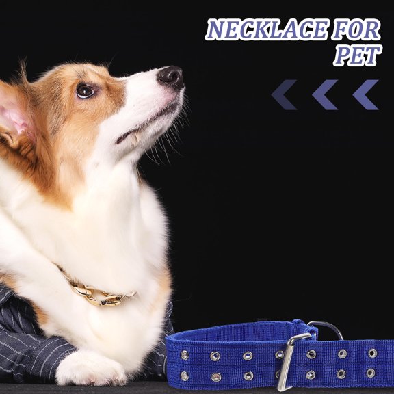 MOKKHNB 1Pack Adjustable Collar for Dogs Cotton Fiber Blue Round Simple Style