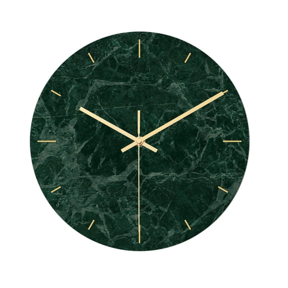 MOKKHNB 1Pack Modern Wall Clock Round Marble Printing Olive Green for Office