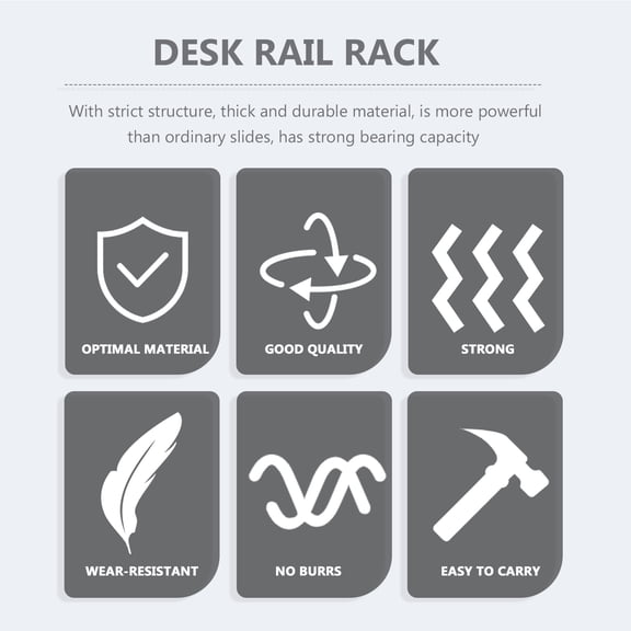 MOKKHNB 1 Pair Black Multi-Functional Keyboard Slide Rails for Office Desk Drawer Accessories Computer Workspace
