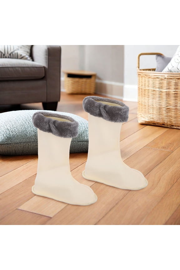 1 Pair Universal Fit Boot Liners in White with Thick Fleece for Warmth and Moisture