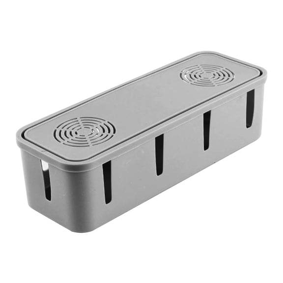 MOKKHNB 1Pc Convenient Socket Storage Case Grey Plastic for Desk Office Wire Organizer and Charger Box
