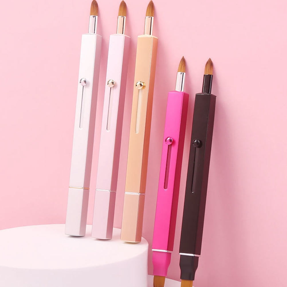 MOKKHNB Professional Double-Ended Makeup Brush, Pink, Synthetic Fiber, Perfect for Lip and Eye
