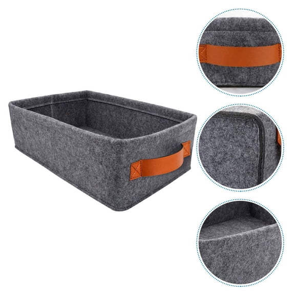 MOKKHNB 1Pc Grey Felt Storage Container Foldable Storage Box for Kitchen and Living Room