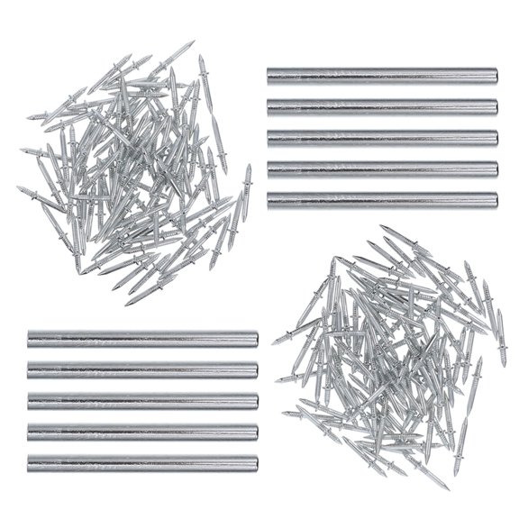 MOKKHNB 1Set Plated Silver Double Head Wood Fasteners Invisible Security Screws for Baseboard Installation