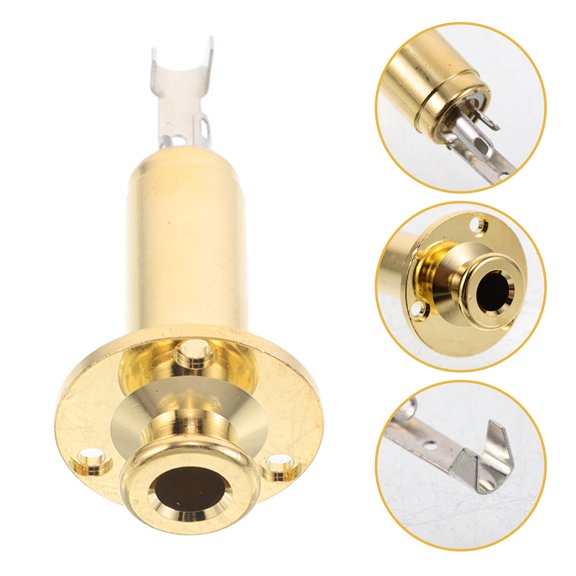 MOKKHNB Golden Metal Acoustic Guitar Output Jack Strap Button with Screws