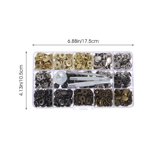 MOKKHNB 1Set Metal Snap Fasteners Kit with Durable Assorted Color Buttons for Clothing and Accessories