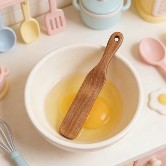 MOKKHNB 2-Piece Wooden Mixing Spurtles Set in Coffee Color for Dough ...