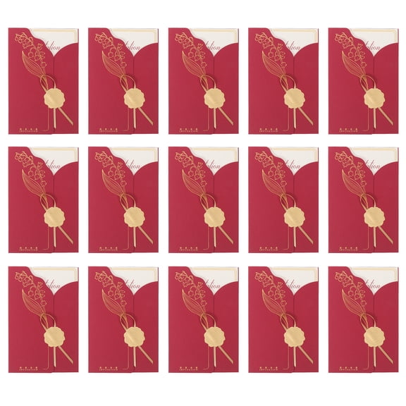 MOKKHNB 20Pcs Red Wedding Invitation Set with Goldfoil Detailing Perfect for Garden Or Formal Events