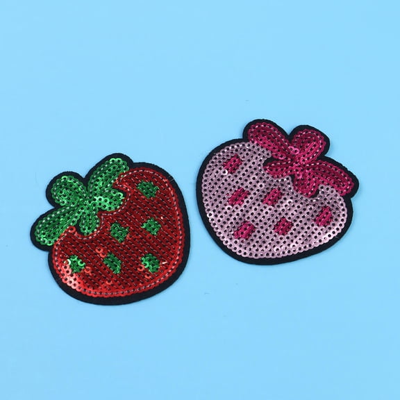 MOKKHNB 20 Pcs Sequin Embroidered Applique Patch with Strawberry Design