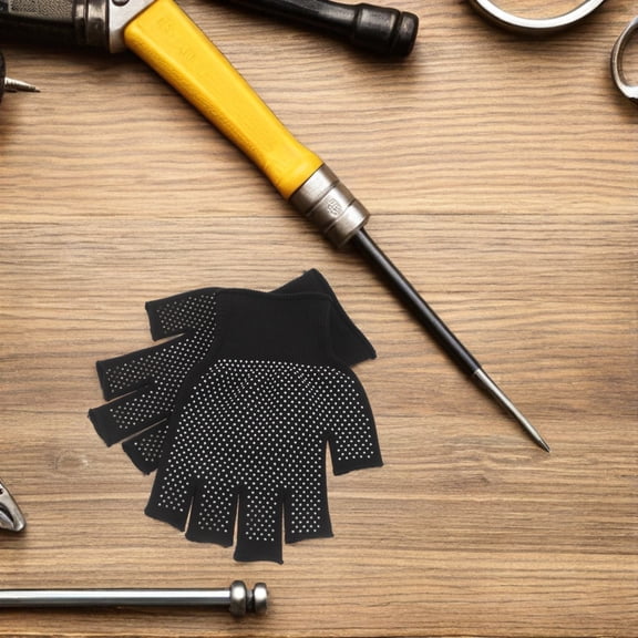 MOKKHNB 24Pairs Fingerless Grip Work Gloves with Open Fingers for Precise Assembly and Mechanical Tasks