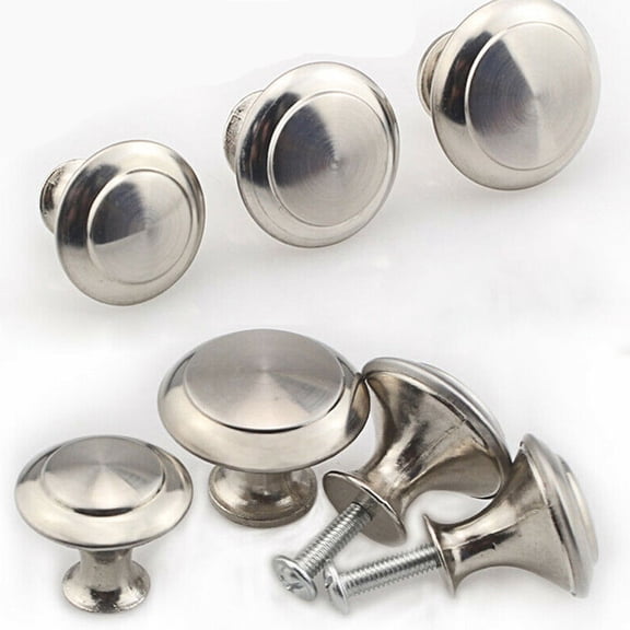 MOKKHNB 25Pcs Cabinet Knobs Round Stainless Steel Handles with Screws for Kitchen Furniture