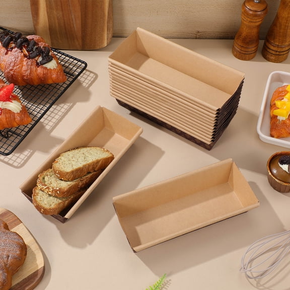 MOKKHNB 25Pcs Disposable Paper Loaf Pans Nonstick Bread Baking Trays for Oven Use