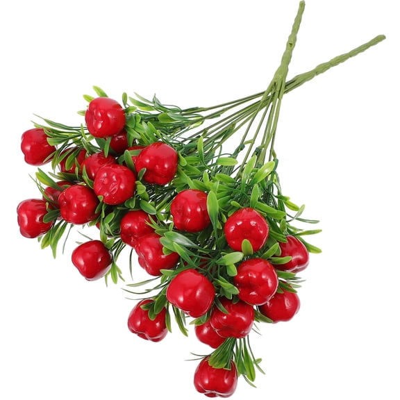 MOKKHNB 2Pcs Artificial Fruit Branch Red Plastic Fake Apples for Wedding Centerpieces and Crafts