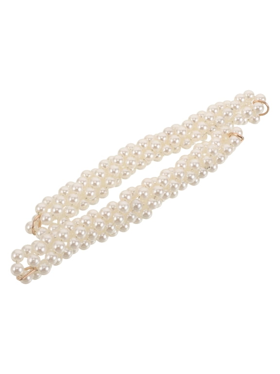 2Pcs Beaded Shoe Chains for Clog Sandals Secure Shoe Accessories in Beige Color