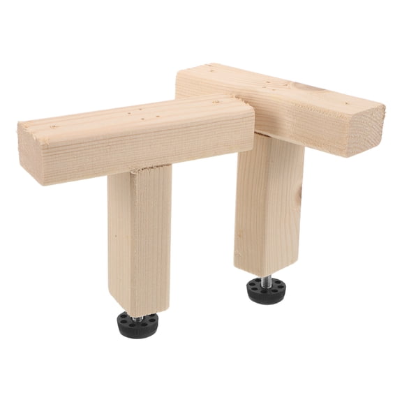 MOKKHNB 2Pcs Beige Wooden Adjustable Bed Frame Support Legs with Anti Slip Pads for Stability