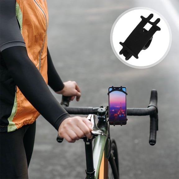 MOKKHNB 2-Pack Bike Phone Holders with Black Silicone, Compact Handlebar Mount for Secure Outdoor Cycling Use