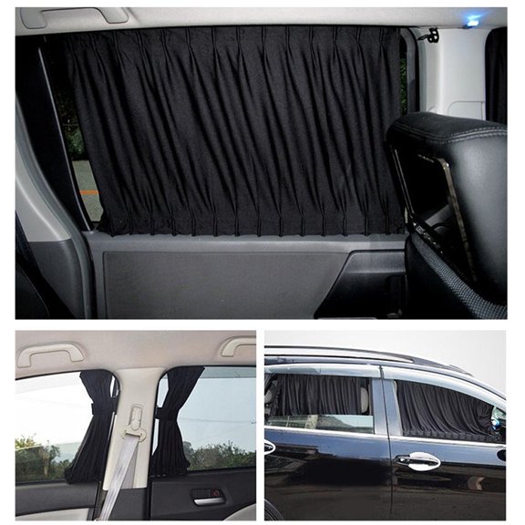 MOKKHNB 2Pcs Black Auto Window Curtains with Privacy Shield and Dustproof Design