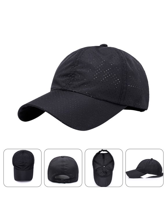 Black Polyester Breathable Sunshade Cap for Outdoor Activities
