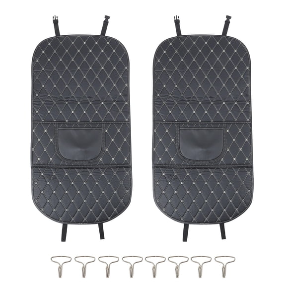 MOKKHNB 2-Pack Black Car Seat Back Kick Mats with Storage Pockets, Lightweight, Easy to Install Car Organizer Protectors