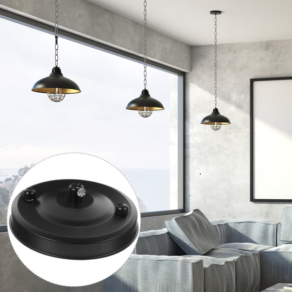 MOKKHNB 2Pcs Black Ceiling Light Cover Plate Rust Resistant Metal Canopy