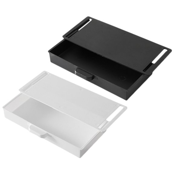 MOKKHNB 2Pcs White Hidden Under Desk Drawer Storage Organizer for Pens Chargers and Accessories