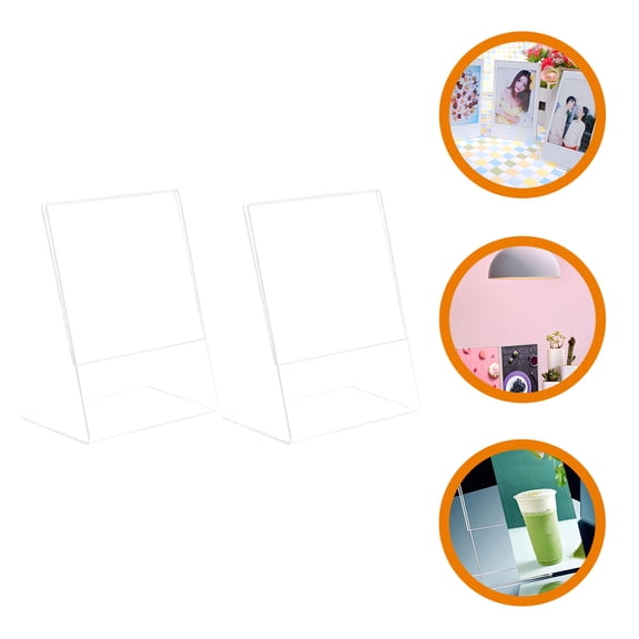 MOKKHNB 2Pcs Desktop Acrylic Photo Frame Clear Stand for Office Reception and Trade Shows