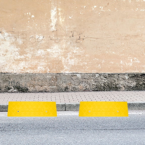 MOKKHNB 2Pcs Durable Rubber Shed Ramps for Lawnmowers with Textured Anti Slip Design in Yellow