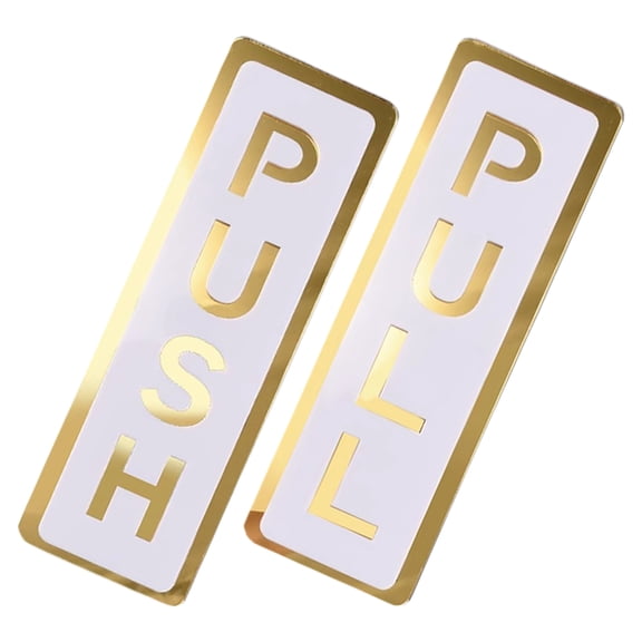 MOKKHNB 2Pcs Golden Acrylic Push Pull Signs for Door with Clear Indication and Modern Design