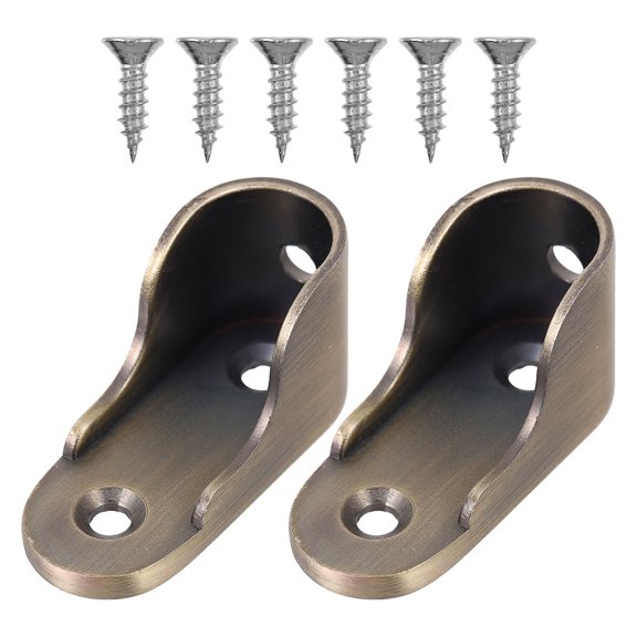 MOKKHNB 2Pcs Light Brown Zinc Alloy Closet Rod Bracket Stable Pole Socket for Home Storage