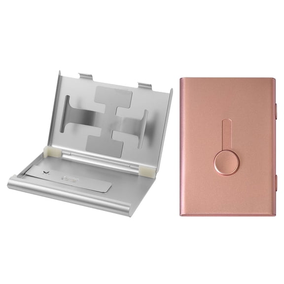 MOKKHNB 2Pcs Lightweight Metal Business Card Storage Holder Slide Out Card Organizer for Office Use