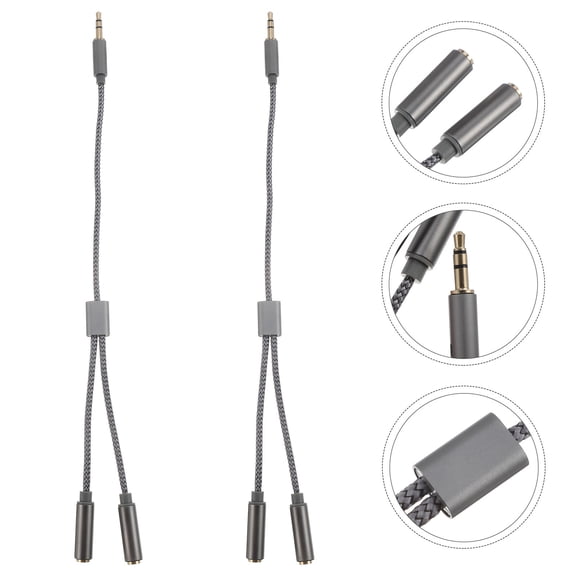 MOKKHNB 2Pcs Nylon Woven Audio Cable Splitter with Dual 3.5mm Female Connectors
