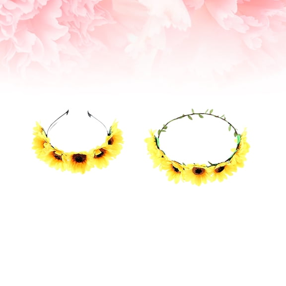 MOKKHNB Yellow Flower Crown Realistic Sunflower Headband Perfect for Fairy Parties 2Pcs