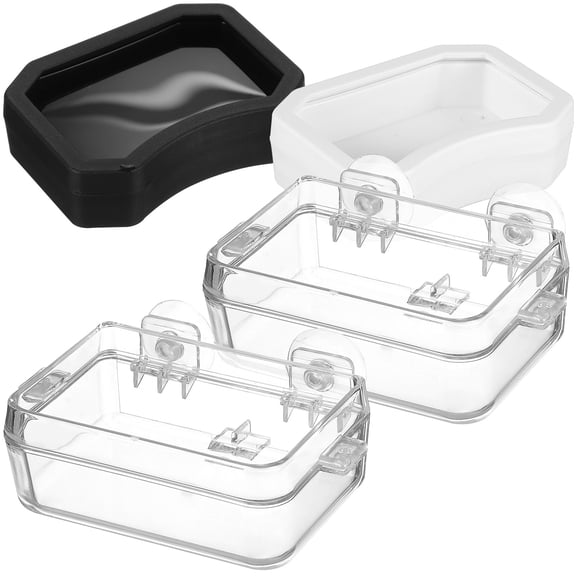 MOKKHNB 2Pcs Reptile Feeding Bowl with Suction Cup for Smooth Surfaces Clear ABS Material