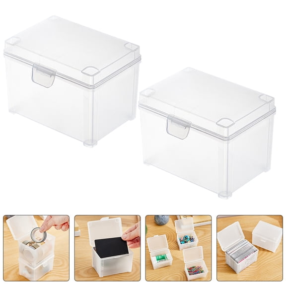 MOKKHNB 2-Pack Small Plastic Storage Boxes with Clear Lids, Card Holder Containers for Tarot, Business, Trading, and Collectible Cards
