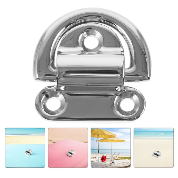 MOKKHNB 2Pcs Stainless Steel D Ring Tie Down Anchors Heavy Duty Folding Trailer Lashing Rings Plated Silver
