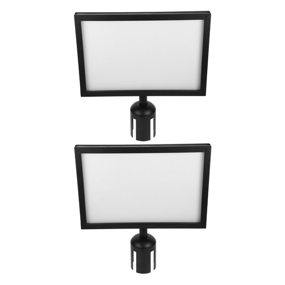 MOKKHNB 2Pcs Stanchion Post Top Sign Frame Black Stainless Steel Portrait A4 Sign Display for Queue Control