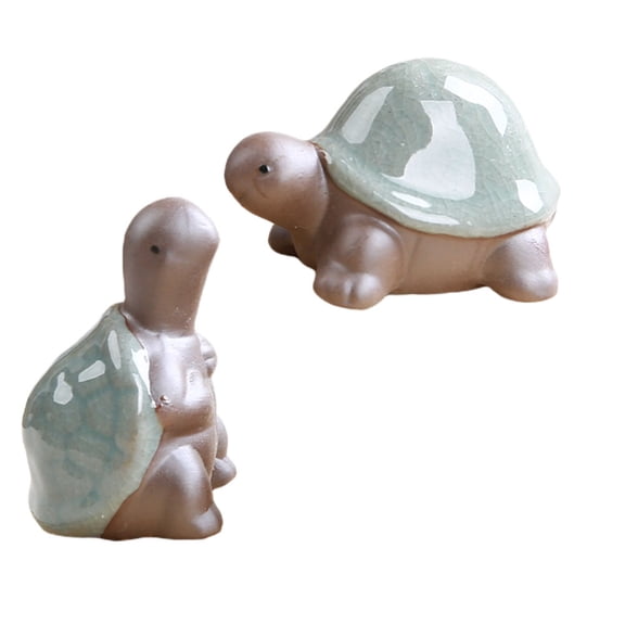 MOKKHNB 2Pcs Tea Pet Turtle Ceramic Figurine Decorative for Garden Decoration