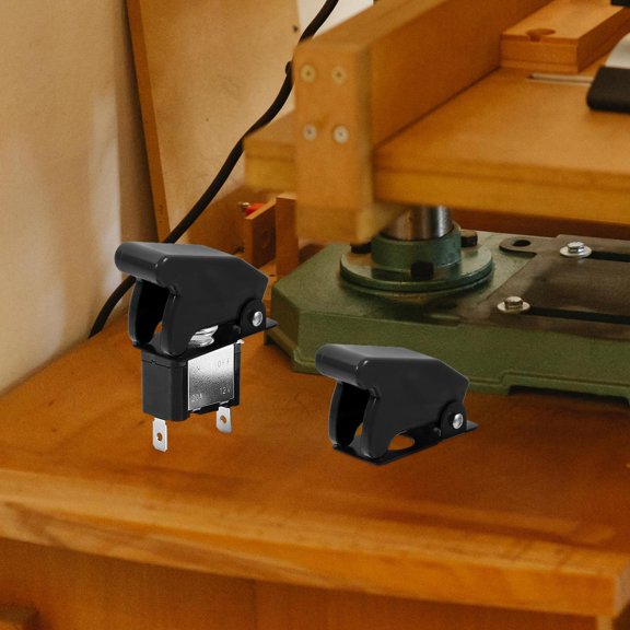 MOKKHNB 2Pcs Toggle Switch Cover Protector Made of Plastic and Iron for Reliable Switch Protection Black