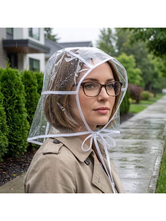2Pcs Transparent Waterproof Rain Scarf Hat with Visor Lightweight Clear Head Protection