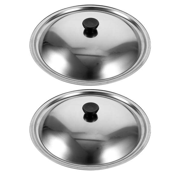 MOKKHNB 2Pcs Universal Stainless Steel Pan Lid with Knob for Kitchen Cooking Pot and Frying Pan