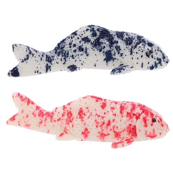 MOKKHNB 2Pcs Vivid Resin Koi Fish Figurines Durable Artificial Fish Models for DIY Micro Landscape